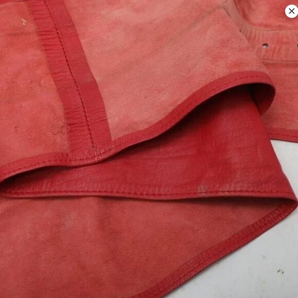 Vintage 80s Wide Red Leather Wrap Belt High Waist Corset Cinch Statement Gems - Picture 12 of 16